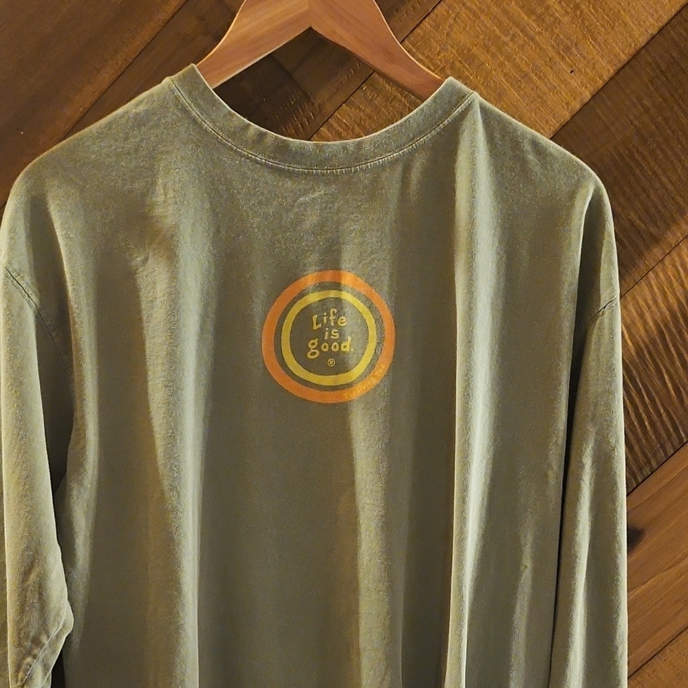 Life is Good Men's Green Long Sleeve Shirt - Largr Halloween Fall